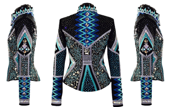 Royal, Turquoise and Gray Western Show Jacket (XS)