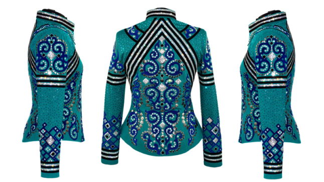 Kelly Green, Royal Blue and Black Western Show Jacket (M)